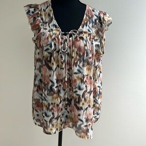 Kylie Paige sheer print top sz‎ L large